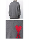 Big Heart Logo Wool Knit Turtleneck Grey - AMI - BALAAN 7