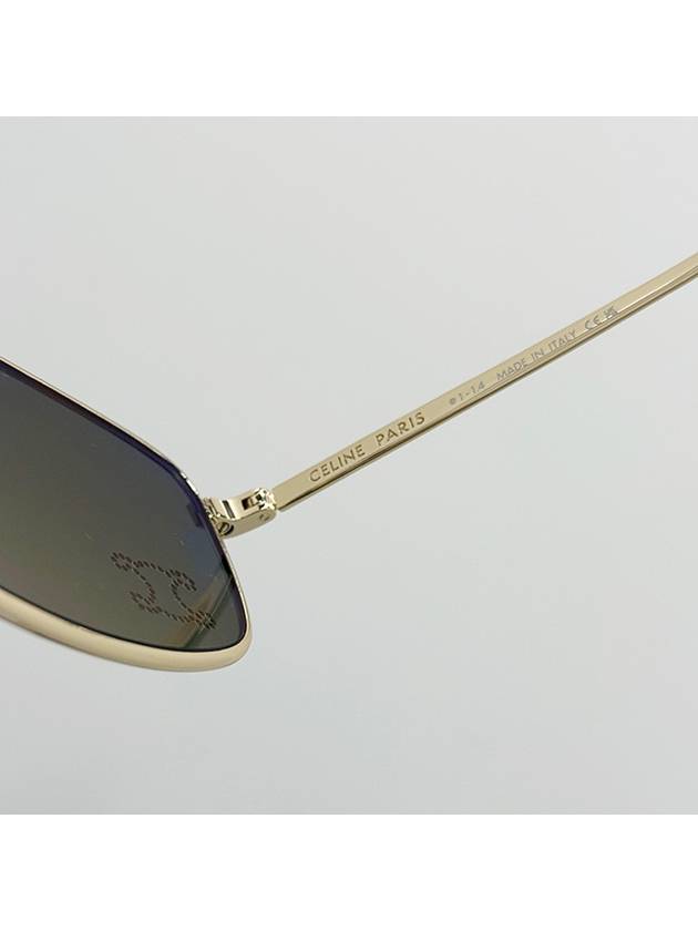 Triomphe Rhinestone Rectangular Sunglasses Gold Green - CELINE - BALAAN 7