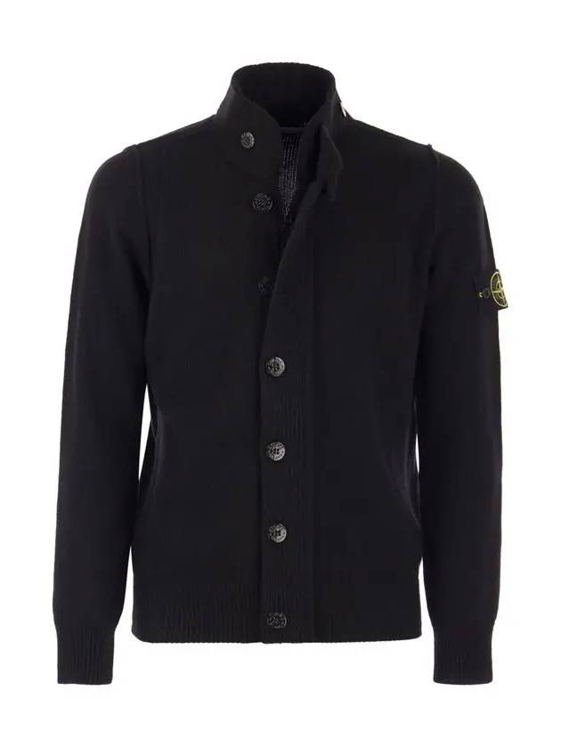 Lambswool Knit Cardigan Black - STONE ISLAND - BALAAN 3