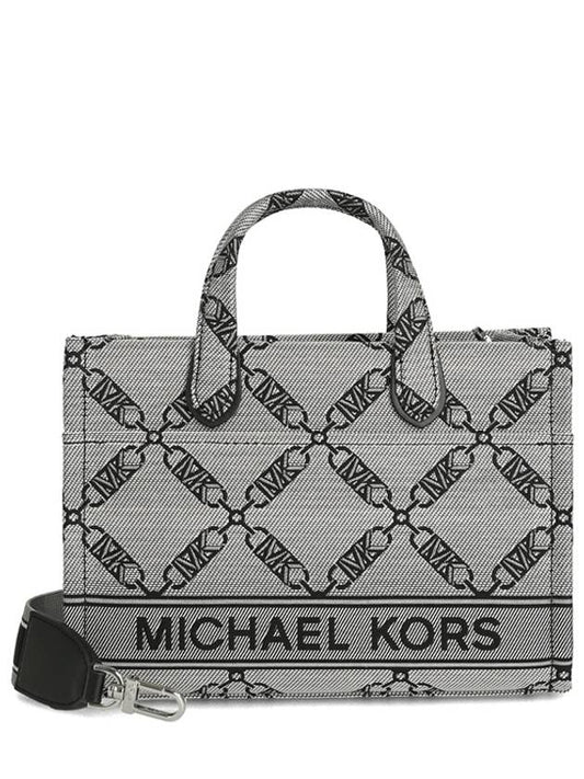 Gigi Small Empire Logo Jacquard Messenger Tote Bag Grey - MICHAEL KORS - BALAAN 2