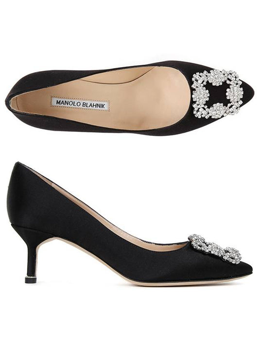 Logo Hangissi Blahnik Satin Pumps Heel Black - MANOLO BLAHNIK - BALAAN 2