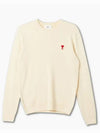 Men's Mini Heart Logo Merino Wool Knit TopVanilla - AMI - BALAAN 2