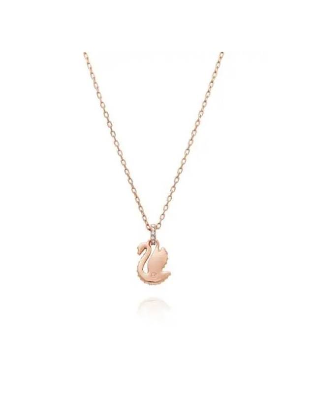 Swan Pendant Metal Necklace Black Rose Gold - SWAROVSKI - BALAAN 5