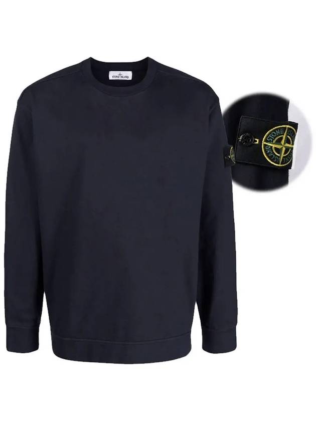 Wappen Patch Garment Dyed Heavy Cotton Sweatshirt Navy - STONE ISLAND - BALAAN 3