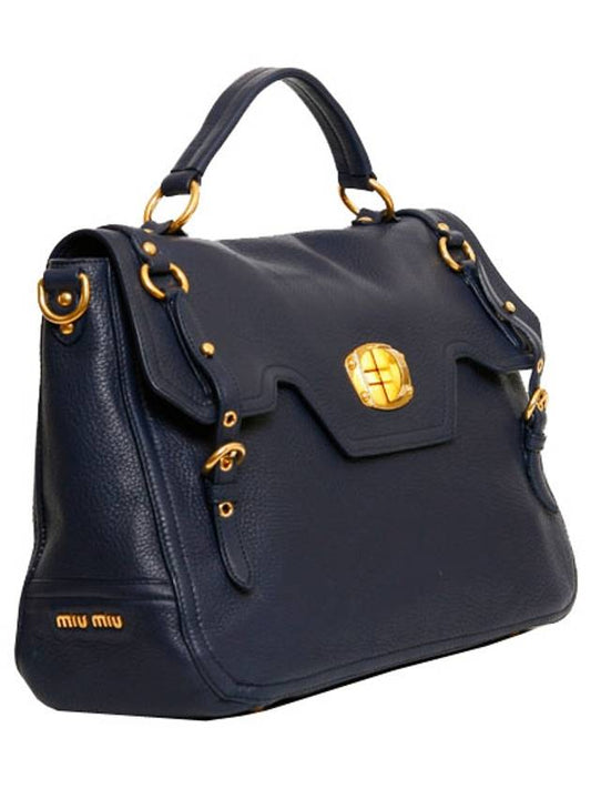 Crevo Boulet Tote Bag RN0633 013 F0016 Navy - MIU MIU - BALAAN 2