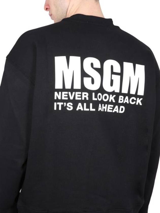 Back Logo Print Cotton Sweatshirt Black - MSGM - BALAAN 5