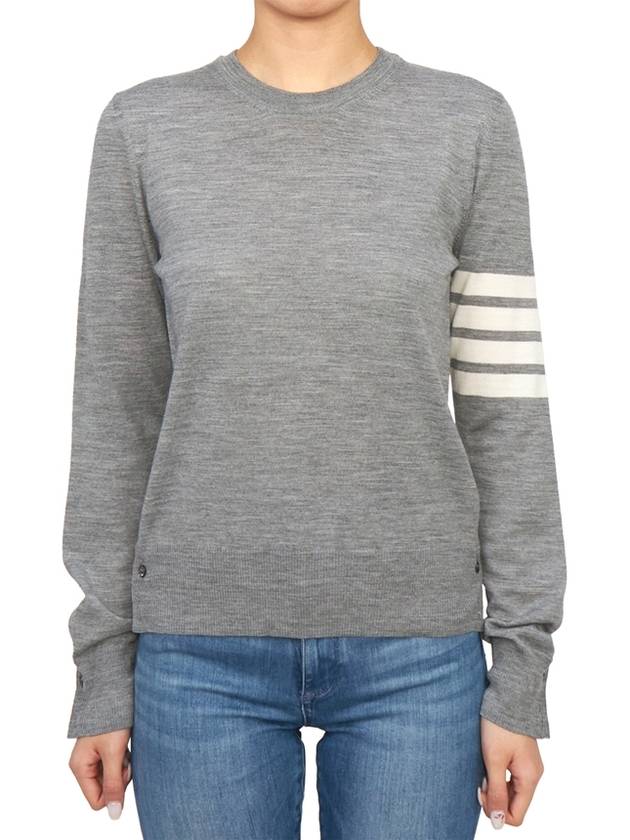 4-Bar Merino Jumper Wool Knit Top Light Grey - THOM BROWNE - BALAAN 2