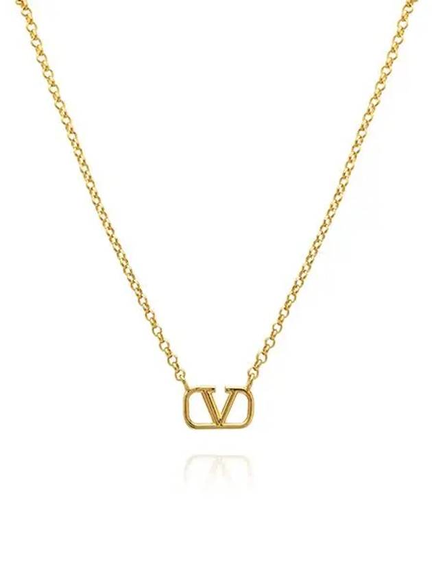 V Logo Signature Metal Necklace Gold - VALENTINO - BALAAN 1