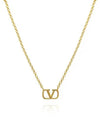 V Logo Signature Metal Necklace Gold - VALENTINO - BALAAN 1