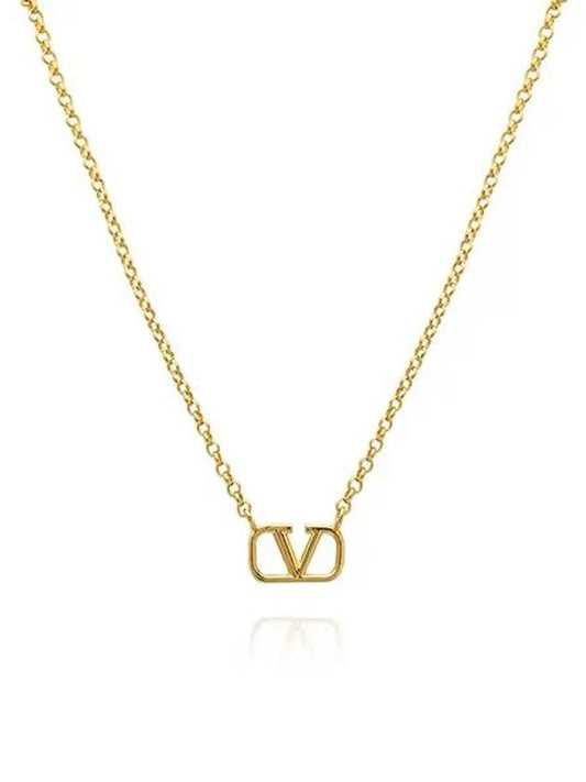 V Logo Signature Metal Necklace Gold - VALENTINO - BALAAN 2