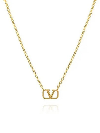 V Logo Signature Metal Necklace Gold - VALENTINO - BALAAN 2