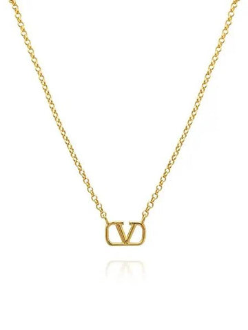 V Logo Signature Metal Necklace Gold - VALENTINO - BALAAN 1