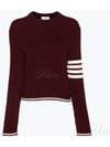 4 Bar Stripe Cable Knit Top Red - THOM BROWNE - BALAAN 2