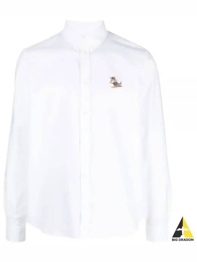 Dressed Fox Patch Relaxed Long Sleeve Shirt White - MAISON KITSUNE - BALAAN 2