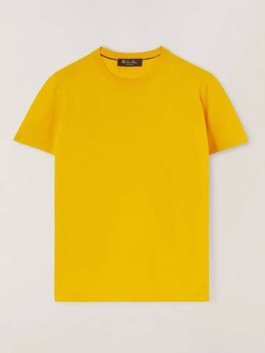 Men's Girocolo Short Sleeve T-Shirt Yellow - LORO PIANA - BALAAN 2