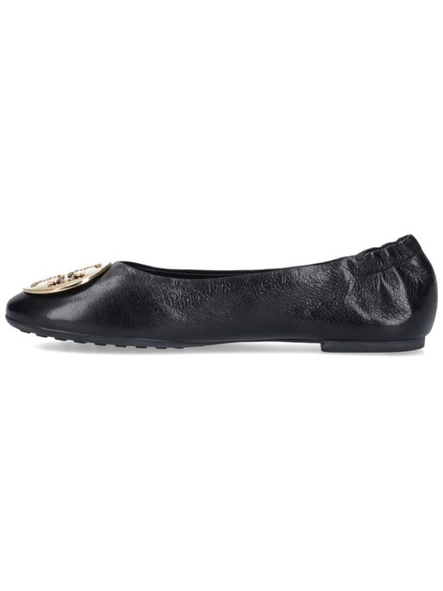 Logo Leather Ballerina Flat Black - TORY BURCH - BALAAN 4