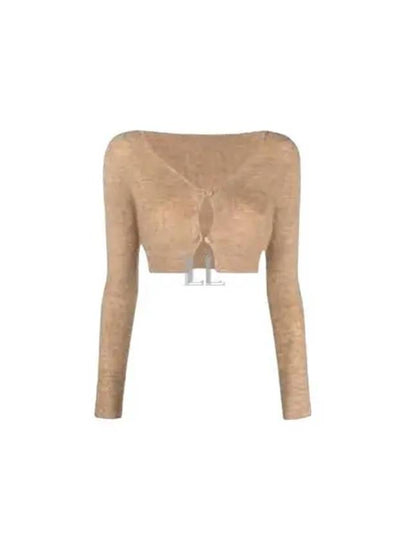 Le Alzou Cropped Mohair Cardigan Light Brown - JACQUEMUS - BALAAN 2