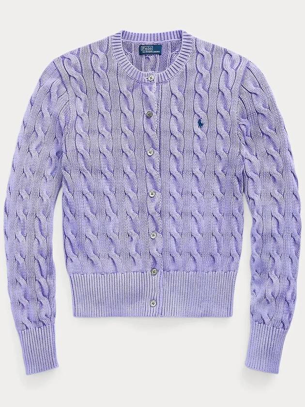 Pony Logo Cable Cardigan Lavander - POLO RALPH LAUREN - BALAAN 2