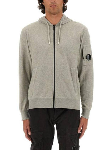 Light Fleece Zip Up Hoodie Grey - CP COMPANY - BALAAN 1