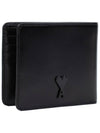 Heart Logo Bi Fold Leather Half Wallet Black - AMI - BALAAN 4