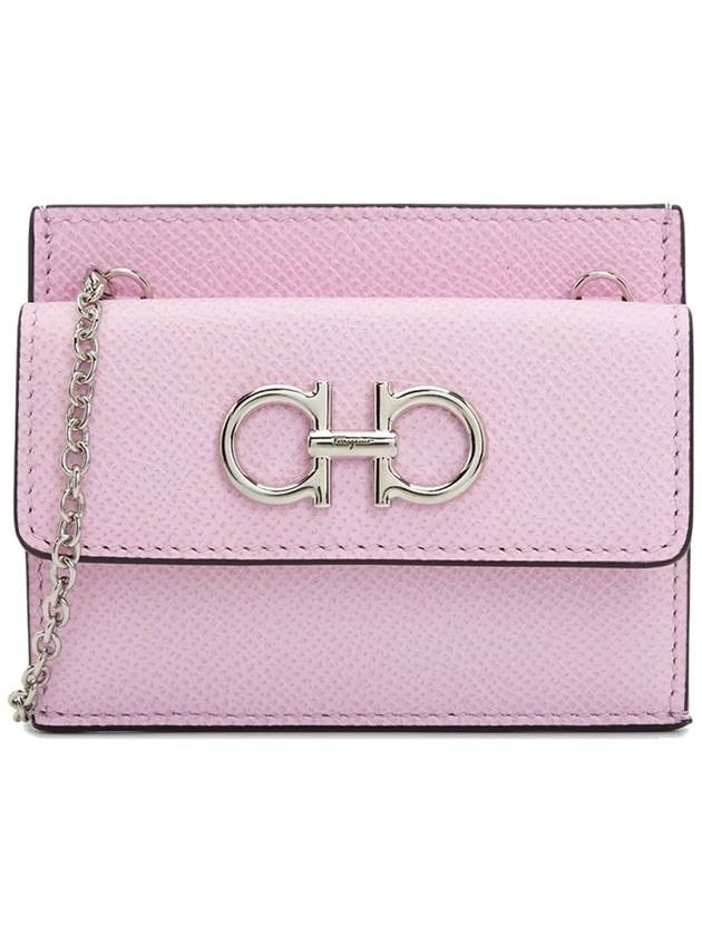 Gancini Leather Card Wallet Pink - SALVATORE FERRAGAMO - BALAAN 3