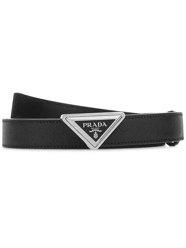 Triangle Logo Buckle Leather Belt Black - PRADA - BALAAN 2