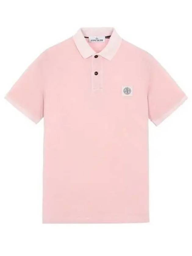 Logo Patch Washing Polo Shirt Pink - STONE ISLAND - BALAAN 2