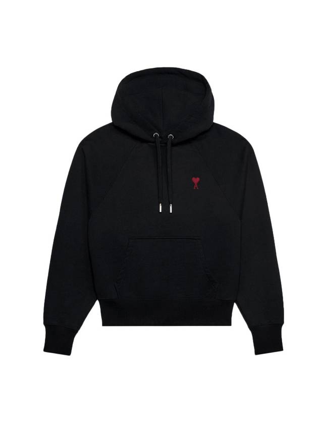 Heart Logo Cotton Hoodie Black - AMI - BALAAN 2