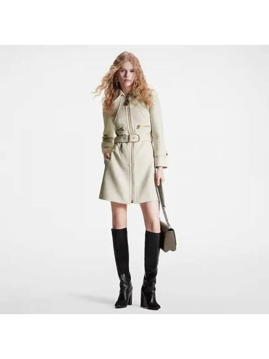 Wool Hop Sack Belted Coat Light Beige 1ABQVA - LOUIS VUITTON - BALAAN 1