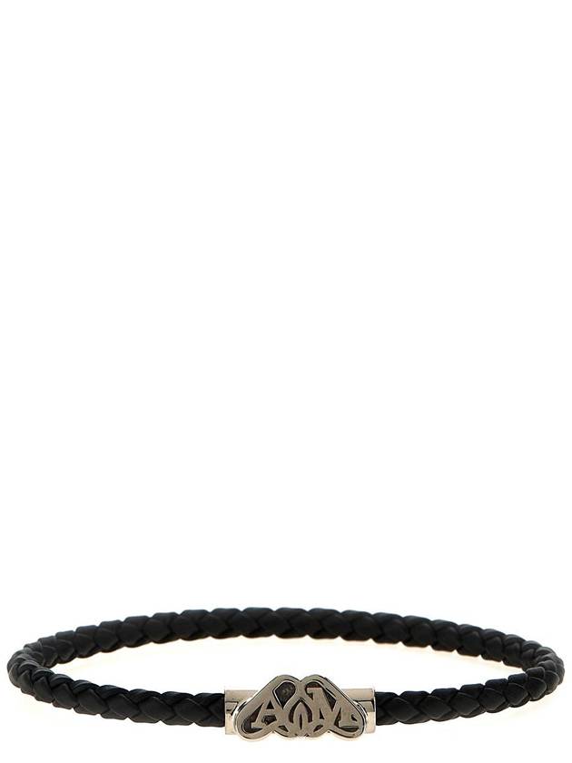 Seal Logo Leather Bracelet Black - ALEXANDER MCQUEEN - BALAAN 2