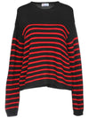 Wings Striped Jacquard Wool Knit Top Black Red - VALENTINO - BALAAN 3