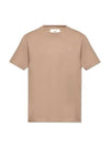 Tone On Tone Heart Logo Organic Cotton Short Sleeve T-Shirt Brown - AMI - BALAAN 2