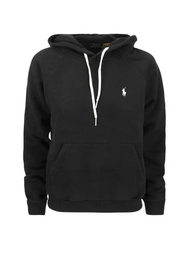 Embroidered Logo Cotton Blend Jersey Hoodie Black - POLO RALPH LAUREN - BALAAN 1