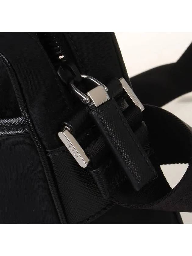 Re-Nylon Saffiano Leather Triangle Logo Cross Bag Black - PRADA - BALAAN 10