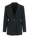 Belted Wool Blazer Jacket Green - BOTTEGA VENETA - BALAAN 2