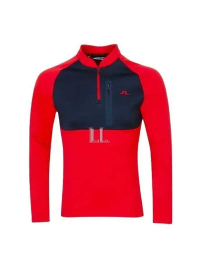 Adam Quarter Zip Mid Layer Long Sleeve T-Shirt Barbados Cherry - J.LINDEBERG - BALAAN 2