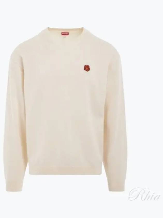 Boke Flower Wool Crew Neck Knit Top White - KENZO - BALAAN 2