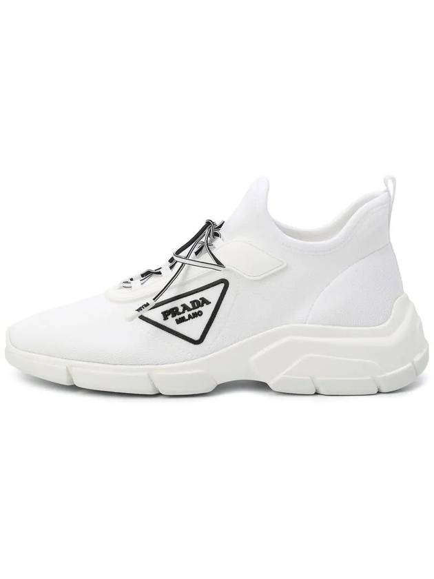 Triangle Logo Knit Low Top Sneakers White - PRADA - BALAAN 3