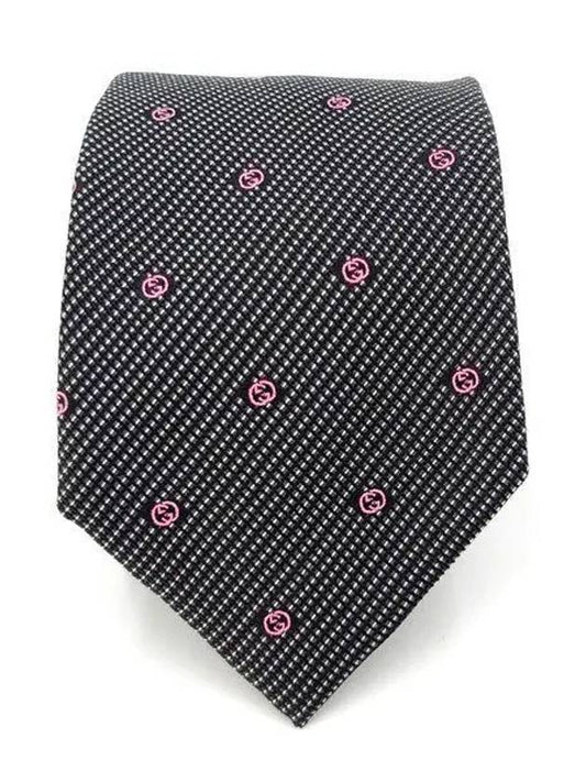 GG Dot Pattern Silk Tie Grey Pink - GUCCI - BALAAN 2