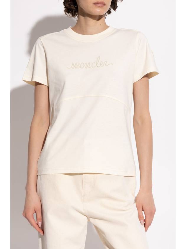 Moncler T-shirt With Logo, Women's, Cream - MONCLER - BALAAN 3