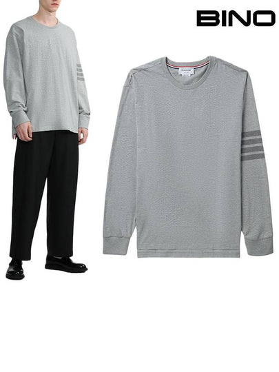 4 Bar Armband Tonal Long Sleeve T-Shirt Grey - THOM BROWNE - BALAAN 2