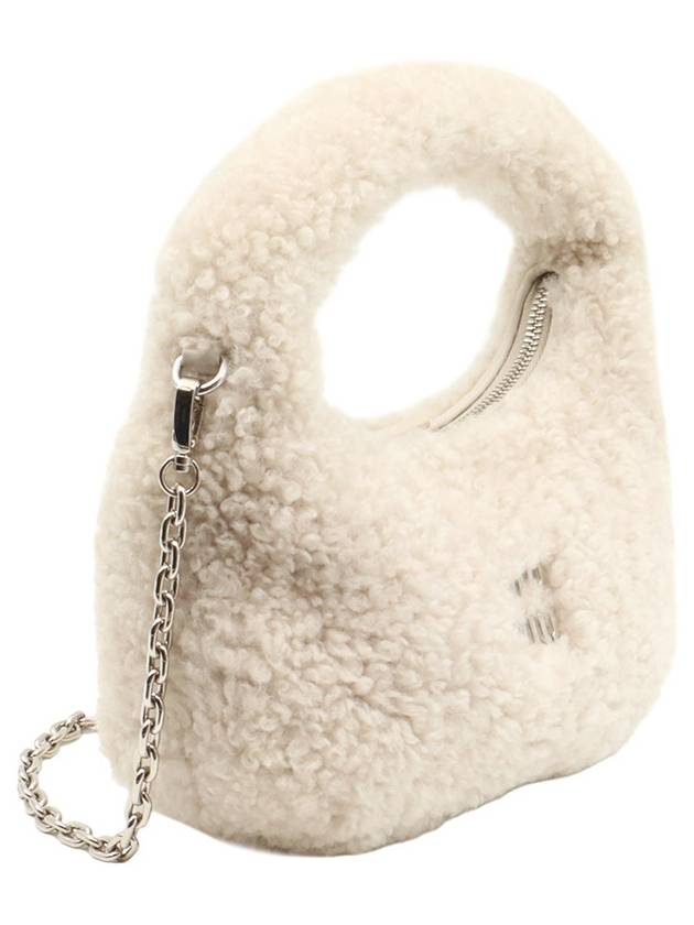 Ivory Soft Shearling Wander Mini Hobo Bag 2WAY - MIU MIU - BALAAN 3