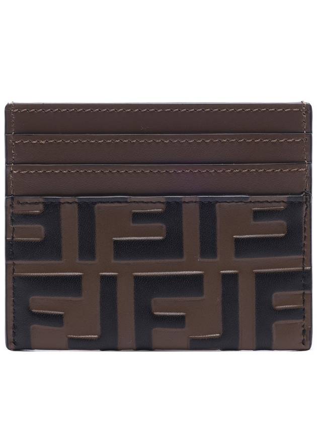 Logo Diamond Leather Card Wallet Brown - FENDI - BALAAN 5