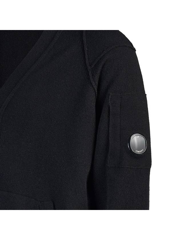 Lambswool GRS Buttoned Cardigan Black - CP COMPANY - BALAAN 6