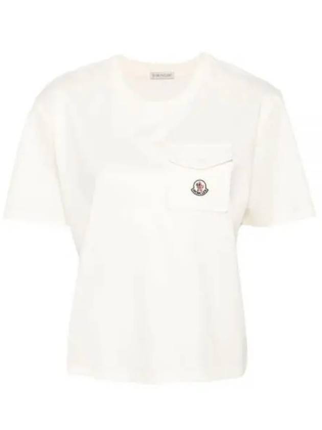 Women s Logo Patch Pocket Short Sleeve T Shirt Cream 231122 - MONCLER - BALAAN 1