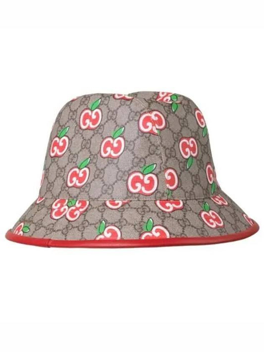 Apple Logo GG Supreme Canvas Bucket Hat Beige - GUCCI - BALAAN 1