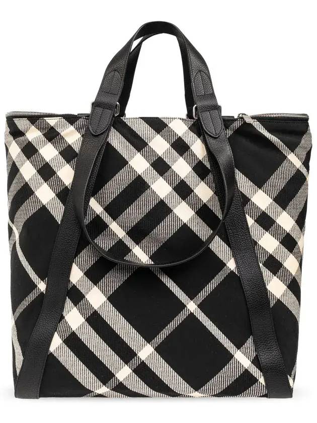 Festival Check Pattern Tote Bag Black - BURBERRY - BALAAN 1