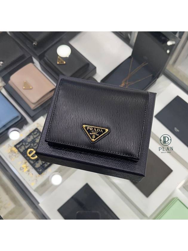 Vitello Triangular Logo Half Wallet Black - PRADA - BALAAN 2