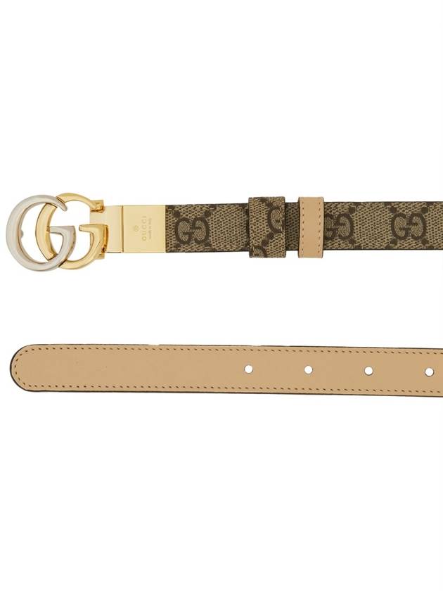 GG Marmont Reversible Thin Leather Belt Beige - GUCCI - BALAAN 2