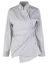 Twist Button Cotton Shirt Grey - BALENCIAGA - BALAAN 2